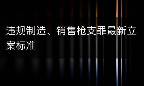违规制造、销售枪支罪最新立案标准
