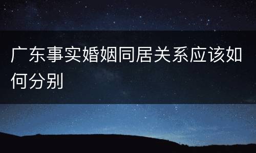 广东事实婚姻同居关系应该如何分别