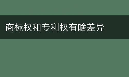 商标权和专利权有啥差异
