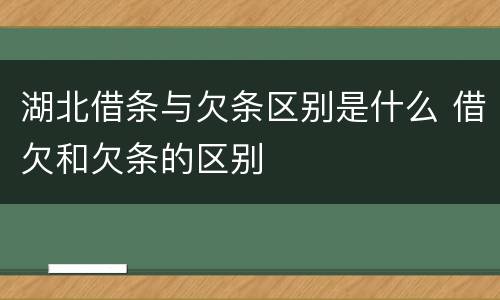 湖北借条与欠条区别是什么 借欠和欠条的区别