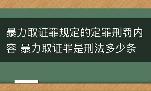 暴力取证罪规定的定罪刑罚内容 暴力取证罪是刑法多少条