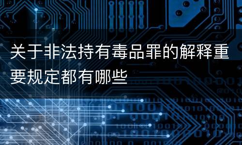 关于非法持有毒品罪的解释重要规定都有哪些