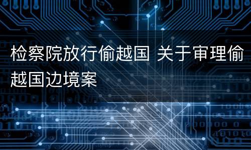 检察院放行偷越国 关于审理偷越国边境案