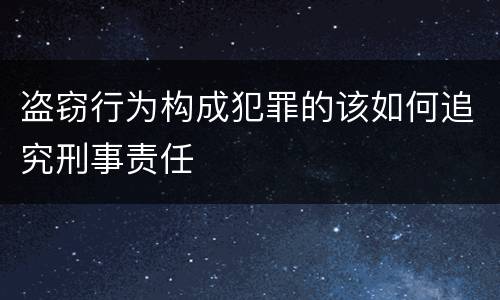 盗窃行为构成犯罪的该如何追究刑事责任