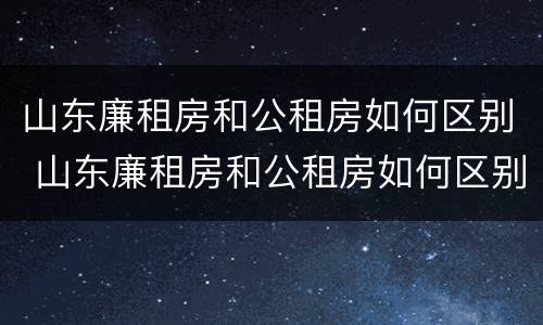 山东廉租房和公租房如何区别 山东廉租房和公租房如何区别的