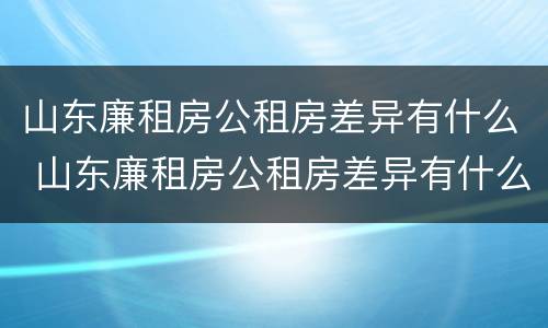 山东廉租房公租房差异有什么 山东廉租房公租房差异有什么影响