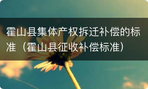 霍山县集体产权拆迁补偿的标准（霍山县征收补偿标准）