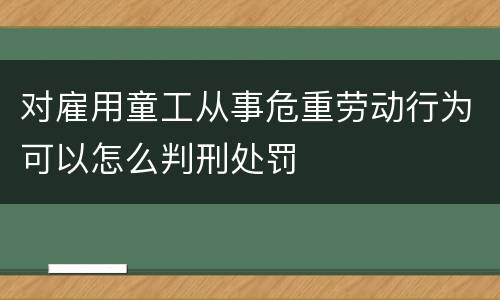 对雇用童工从事危重劳动行为可以怎么判刑处罚