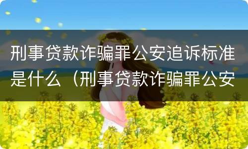 刑事贷款诈骗罪公安追诉标准是什么（刑事贷款诈骗罪公安追诉标准是什么）