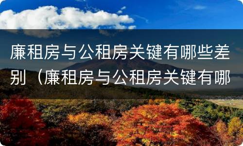 廉租房与公租房关键有哪些差别（廉租房与公租房关键有哪些差别和优势）