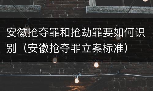 安徽抢夺罪和抢劫罪要如何识别（安徽抢夺罪立案标准）
