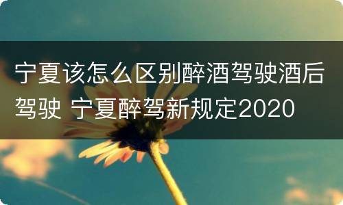 宁夏该怎么区别醉酒驾驶酒后驾驶 宁夏醉驾新规定2020