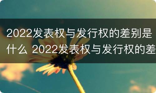2022发表权与发行权的差别是什么 2022发表权与发行权的差别是什么呢