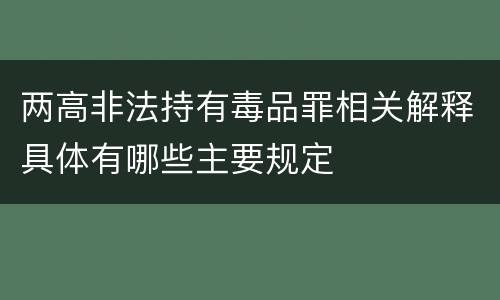 两高非法持有毒品罪相关解释具体有哪些主要规定