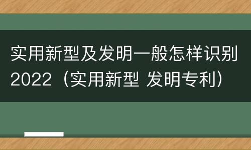 实用新型及发明一般怎样识别2022（实用新型 发明专利）