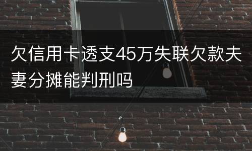 欠信用卡透支45万失联欠款夫妻分摊能判刑吗