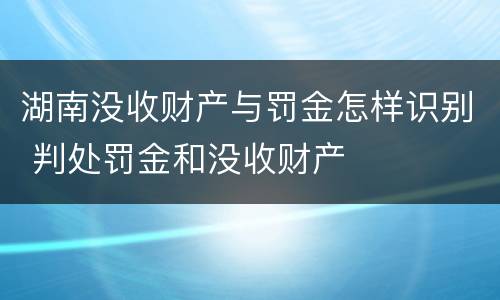 湖南没收财产与罚金怎样识别 判处罚金和没收财产