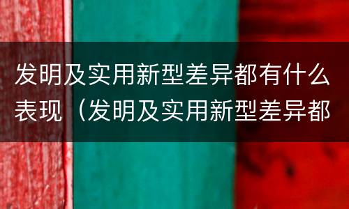 发明及实用新型差异都有什么表现（发明及实用新型差异都有什么表现呢）