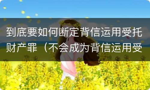 到底要如何断定背信运用受托财产罪（不会成为背信运用受托财产罪的犯罪主体）
