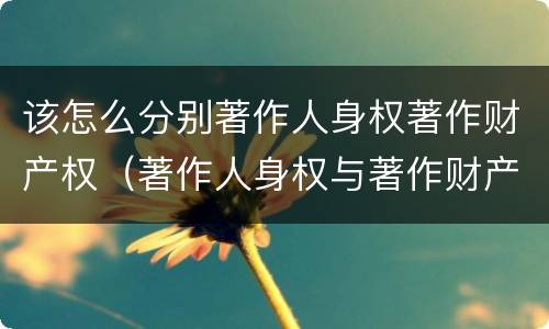 该怎么分别著作人身权著作财产权（著作人身权与著作财产权有哪些区别）