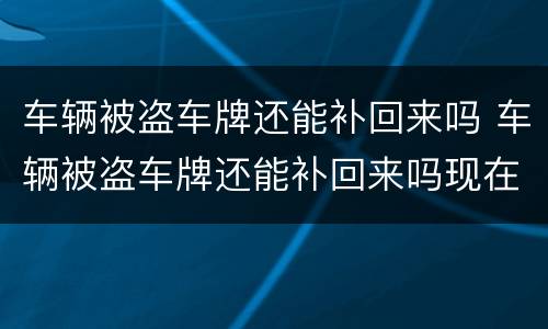 车辆被盗车牌还能补回来吗 车辆被盗车牌还能补回来吗现在
