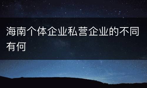 海南个体企业私营企业的不同有何