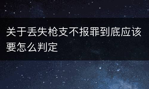 关于丢失枪支不报罪到底应该要怎么判定