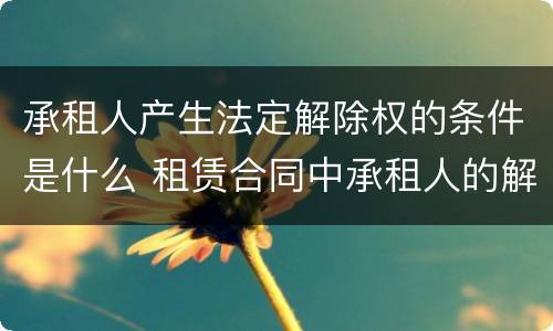 承租人产生法定解除权的条件是什么 租赁合同中承租人的解除权