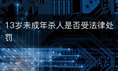 13岁未成年杀人是否受法律处罚