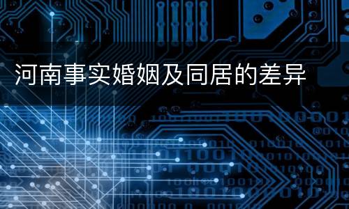 河南事实婚姻及同居的差异