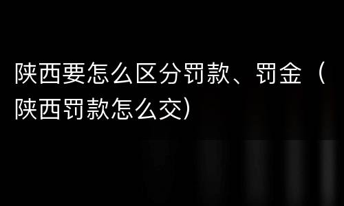 陕西要怎么区分罚款、罚金（陕西罚款怎么交）