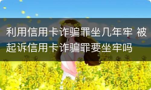 利用信用卡诈骗罪坐几年牢 被起诉信用卡诈骗罪要坐牢吗