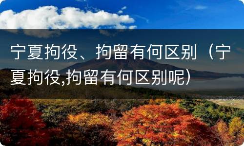 宁夏拘役、拘留有何区别（宁夏拘役,拘留有何区别呢）