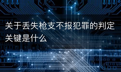 关于丢失枪支不报犯罪的判定关键是什么