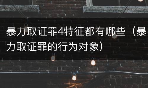 暴力取证罪4特征都有哪些（暴力取证罪的行为对象）