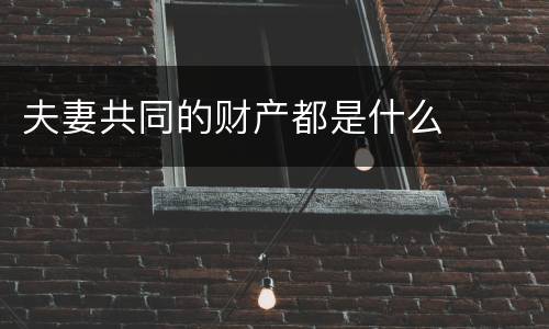 夫妻共同的财产都是什么