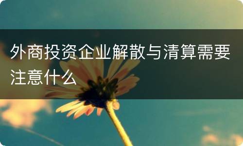 外商投资企业解散与清算需要注意什么