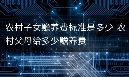 农村子女赡养费标准是多少 农村父母给多少赡养费