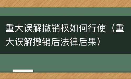 重大误解撤销权如何行使（重大误解撤销后法律后果）