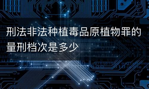 刑法非法种植毒品原植物罪的量刑档次是多少