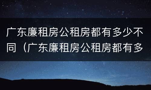 广东廉租房公租房都有多少不同（广东廉租房公租房都有多少不同的地方）