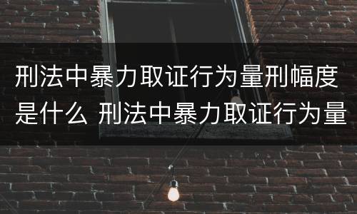 刑法中暴力取证行为量刑幅度是什么 刑法中暴力取证行为量刑幅度是什么