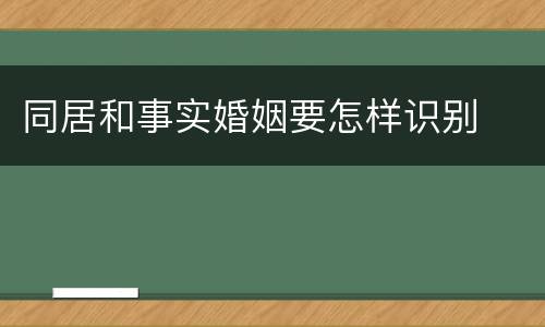 同居和事实婚姻要怎样识别