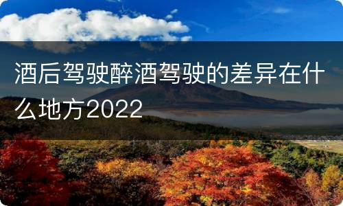酒后驾驶醉酒驾驶的差异在什么地方2022