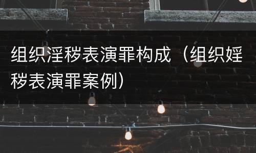 组织淫秽表演罪构成（组织婬秽表演罪案例）