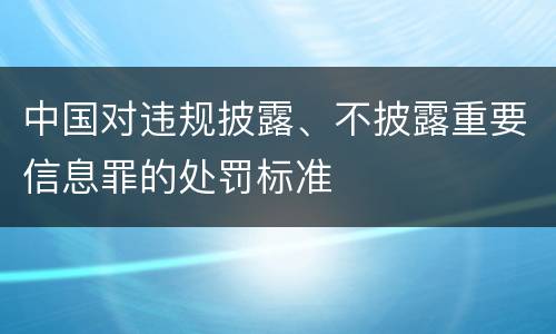 中国对违规披露、不披露重要信息罪的处罚标准
