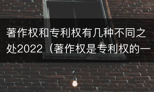 著作权和专利权有几种不同之处2022（著作权是专利权的一种吗）