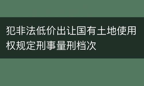 犯非法低价出让国有土地使用权规定刑事量刑档次