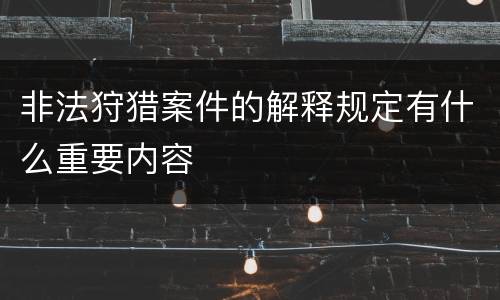 非法狩猎案件的解释规定有什么重要内容