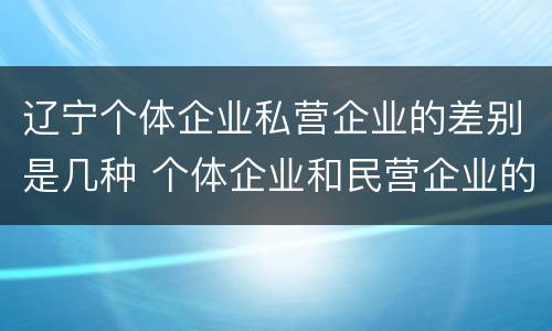 辽宁个体企业私营企业的差别是几种 个体企业和民营企业的区别